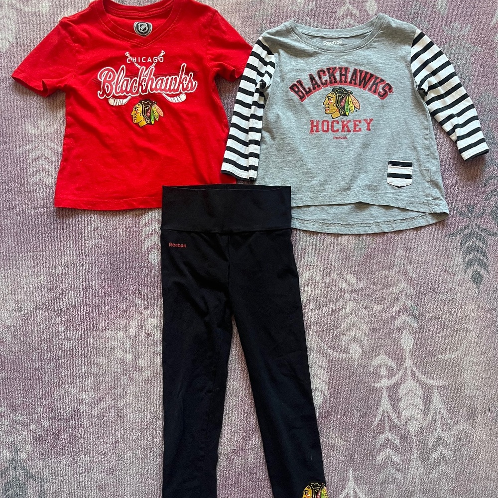 Bundle - Girls Size 4/5T Blackhawks Shirts and Pants